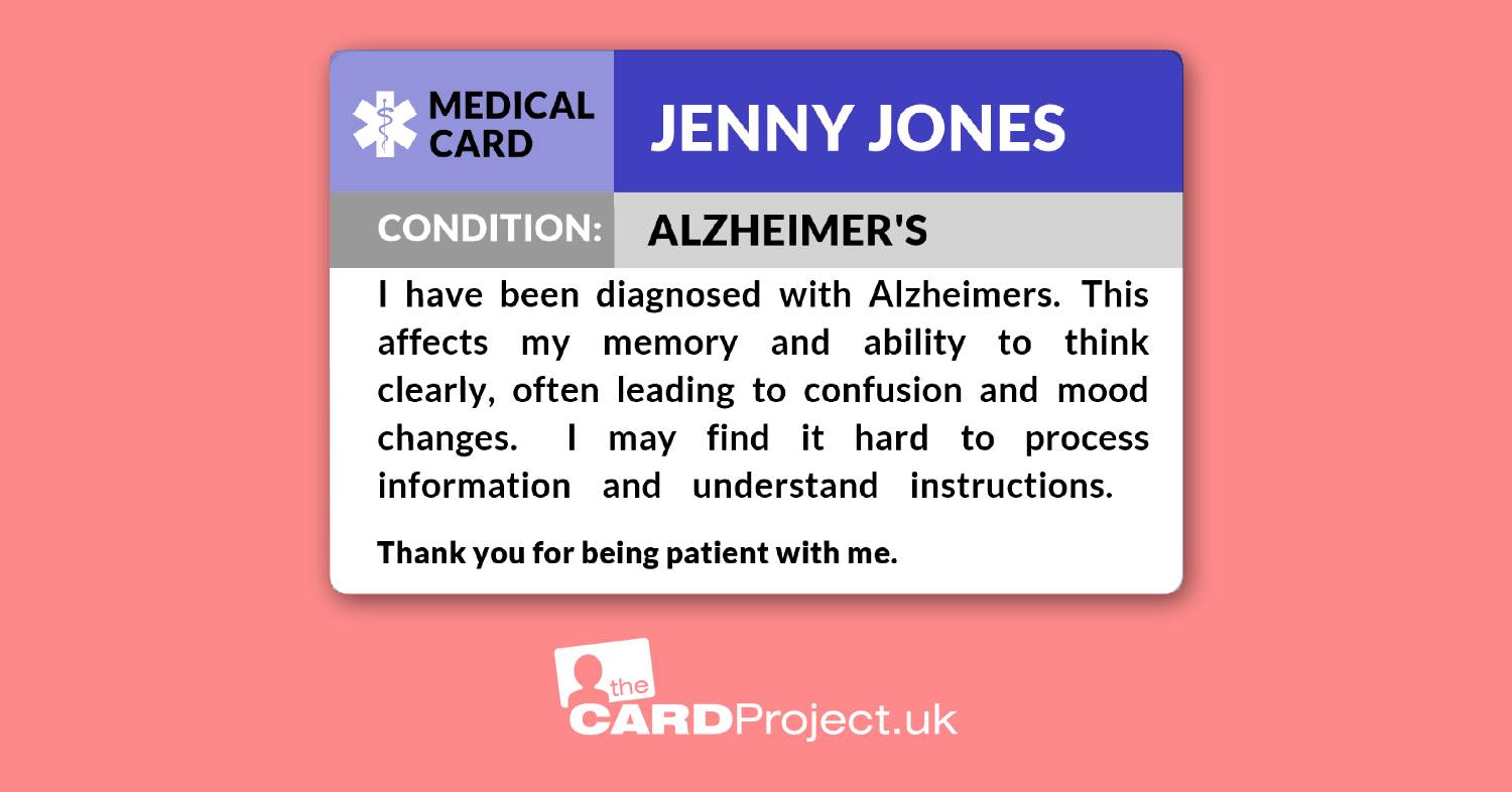 Alzheimer's Awareness Medical ID Alert Card (FRONT)